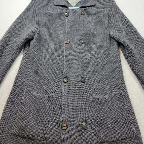 Robert Talbott Mens Grey Merino Wool Double Breasted Cardigan Sweater Italy Med